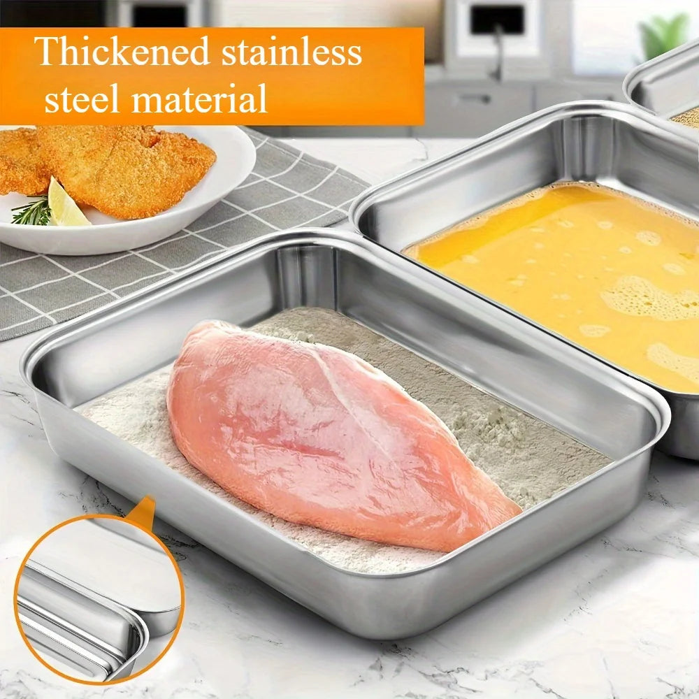 Lot de 3 Boîtes Alimentaires en Acier Inoxydable – Anti-fuite et Empilables avec Couvercles Transparents | Pour le Camping, la Maison et la Préparation des Repas