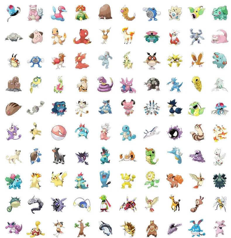 200PCS/Set Pegatinas Kawaii de Pikachu Pokémon para Laptop, Teléfono, Maleta, Skateboard, Guitarra, Pegatinas de Dibujos Animados Lindos, Juguetes de Regalo para Niños