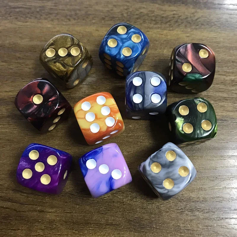 Juego de 5 dados de dos colores para rompecabezas, accesorio de juego de mesa, dados de puntos de 6 caras, juego divertido de 16 mm