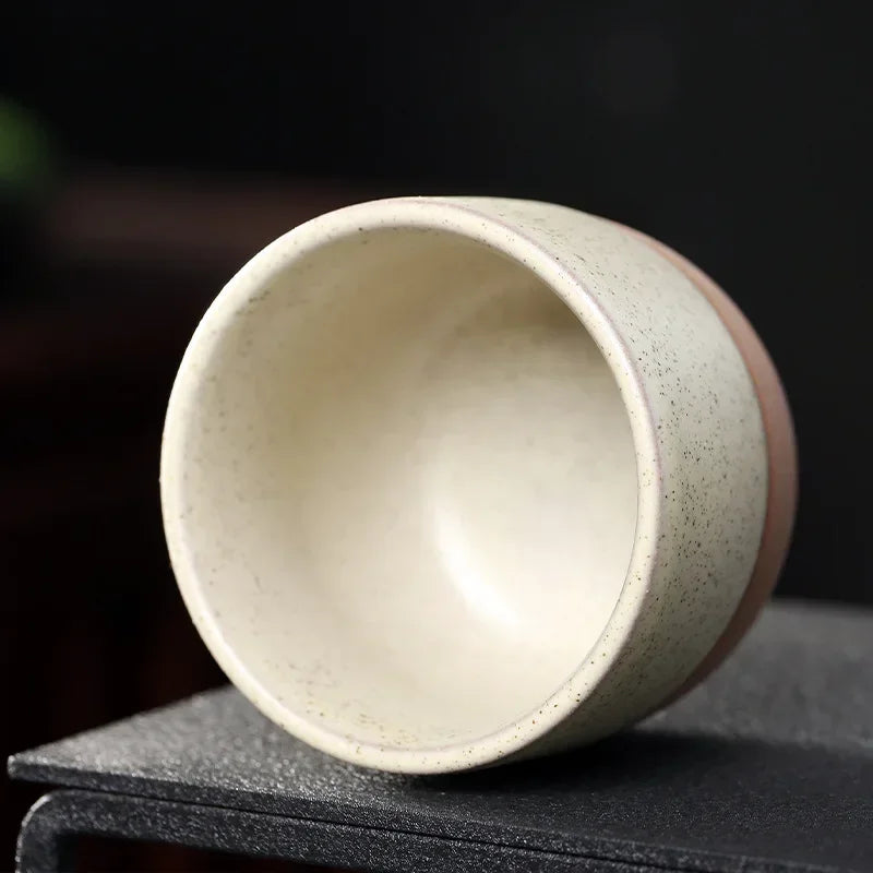 Tasse à thé en céramique artisanale rustique, style rétro chinois Kung Fu, ronde, créative, en céramique, glaçure mate, ustensile à café