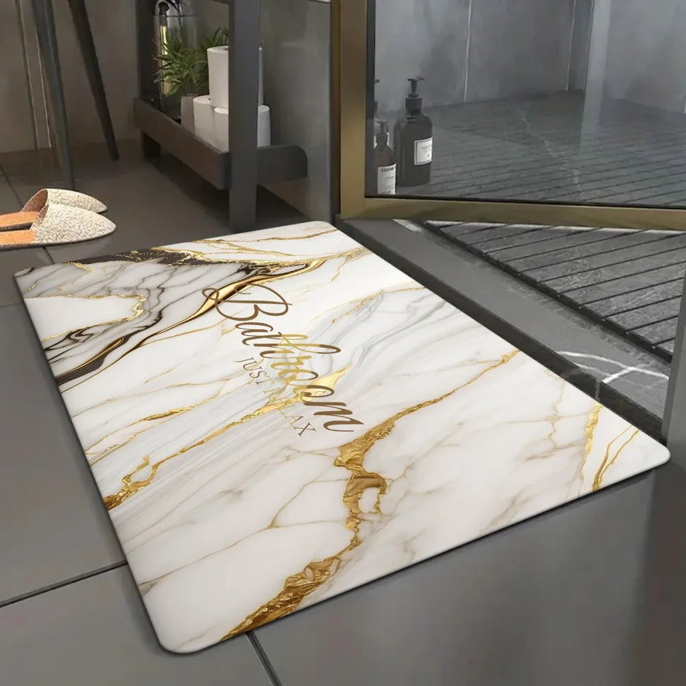Alfombrilla de baño con diseño de mármol de arena dorada Vikama, alfombrilla de baño antideslizante para baños, duchas y felpudos de cocina