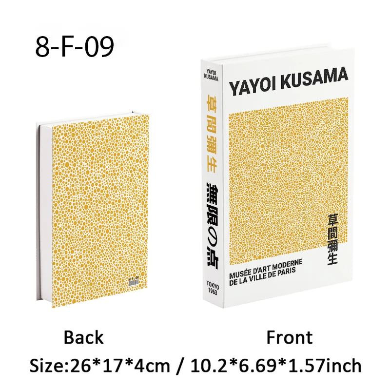 Yayoi Kusama Libros Decorativos de Lujo Abríbles Caja de Almacenamiento de Libros Falsos Adornos de Decoración para el Hogar Decoración de Mesa de Escritorio para Habitación Japonesa