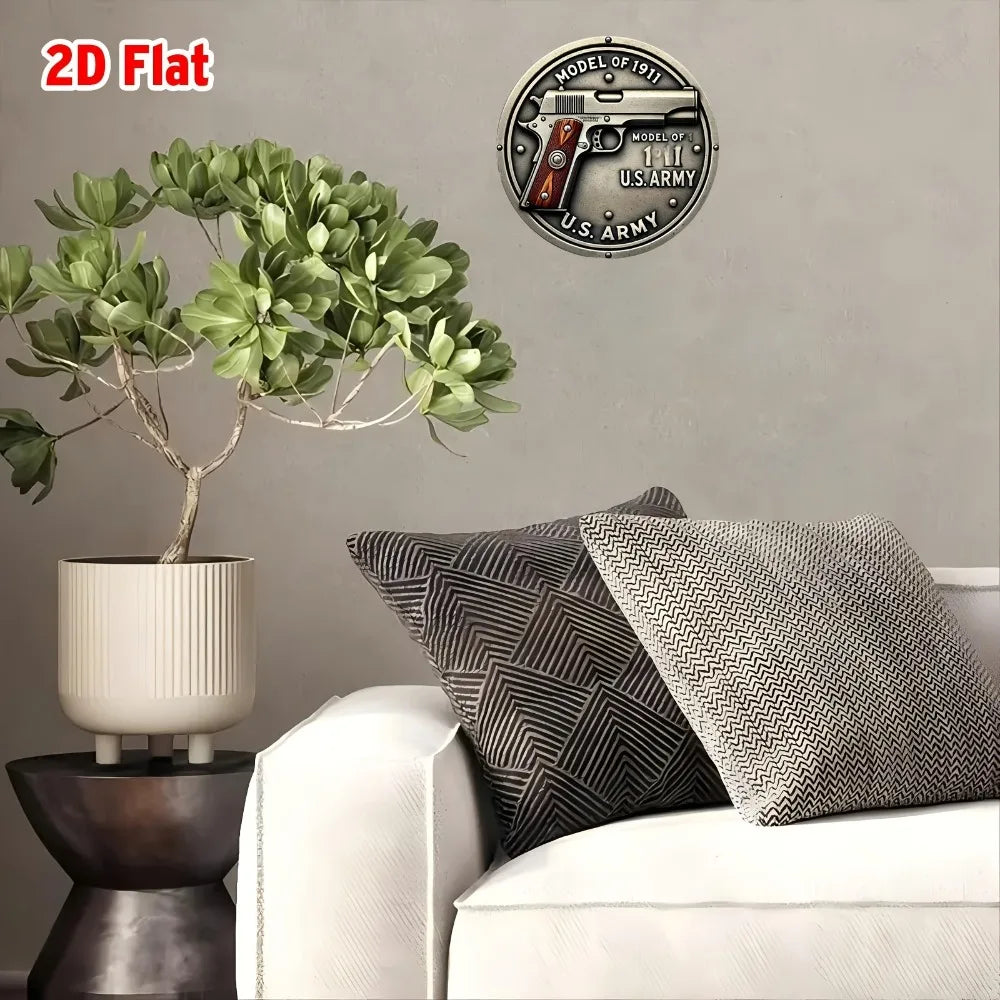 Retro Military Vintage Aluminum Sign - 7.8x7.8" 2D Flat Wall Art, Bar Cafe Beach House Decor