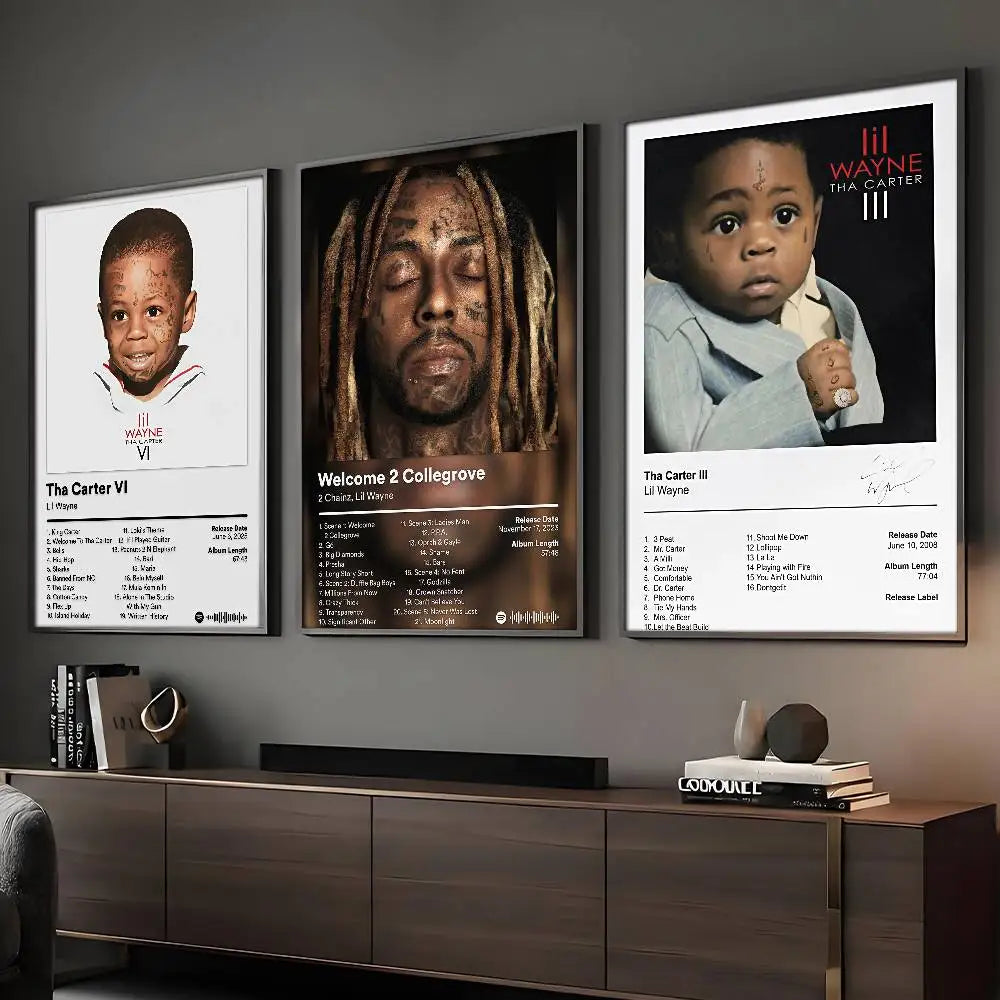 Affiche du rappeur Lil Wayne, art mural adhésif, impression imperméable pour décoration esthétique de maison, salon, chambre, bar.