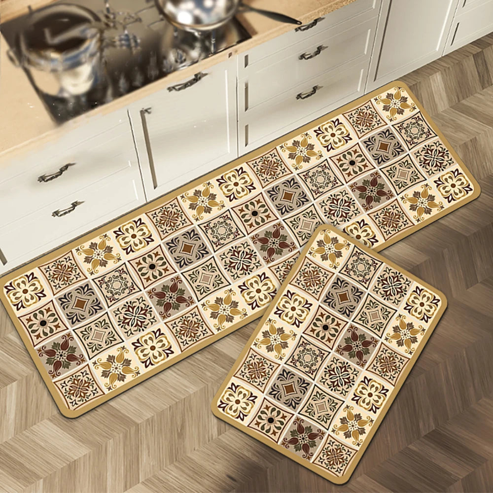 VIKAMA 1/2PCS Alfombra de cocina resistente al aceite, alfombra de baño absorbente de secado rápido, felpudo antideslizante para decoración del hogar