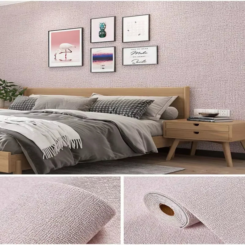 2.8/10m 3D Thicken self-adhesive wallpaper linen plain Diatom Mud wall stickers color decor renovation anti-collision Home Decor
