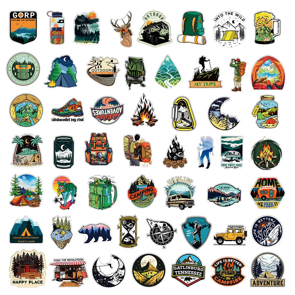 10/30/50 autocollants de graffiti pour l'extérieur, la randonnée, le camping, bande dessinée, décalcomanie, skateboard, moto, ordinateur portable, voiture, vélo, autocollant étanche et cool