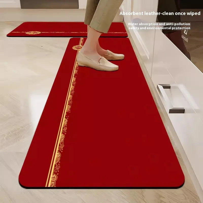 VIKAMA Alfombrillas de cocina de tierra de diatomeas antideslizantes chinas nuevas, resistentes a la suciedad, alfombra recortable, alfombra roja para entrada y baño