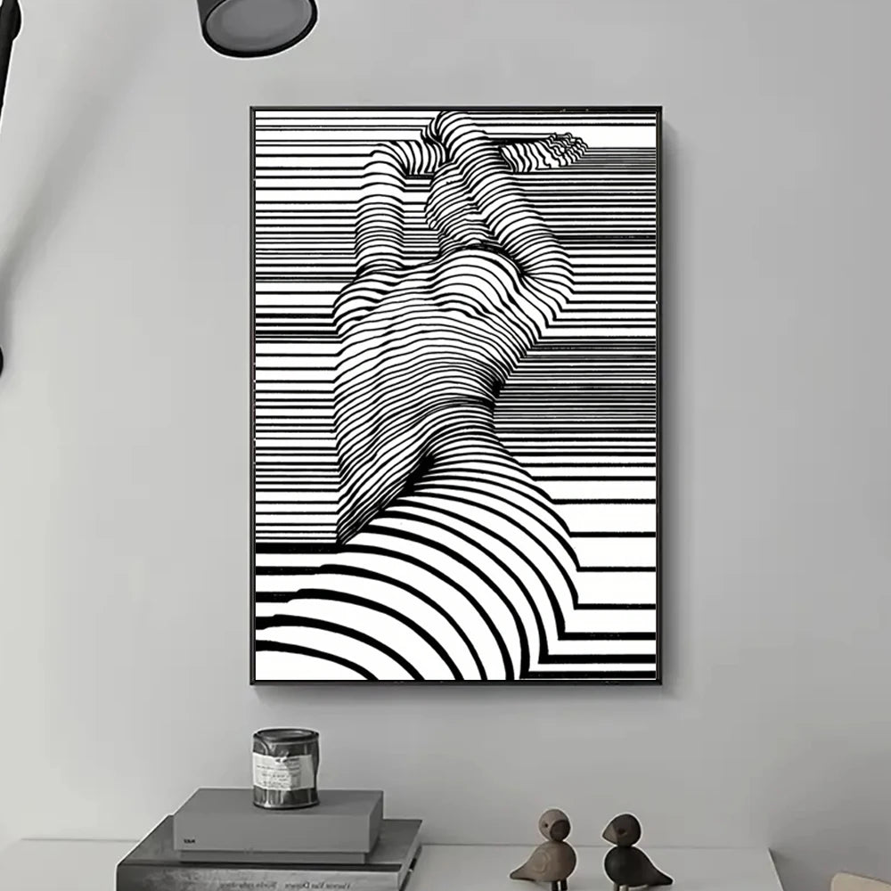 Arte de pared abstracto moderno, imagen de mujer desnuda en blanco y negro, póster impreso en lienzo HD, decoración para sala de estar, hogar, pasillo