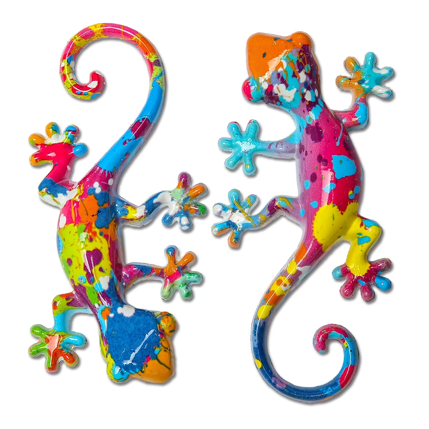 2 pcs Resin Gecko Wall Decor, Garden Yard Decoration,Water Transfer Colorful Lizard Garden Art For Outdoor And Indoor Decoration