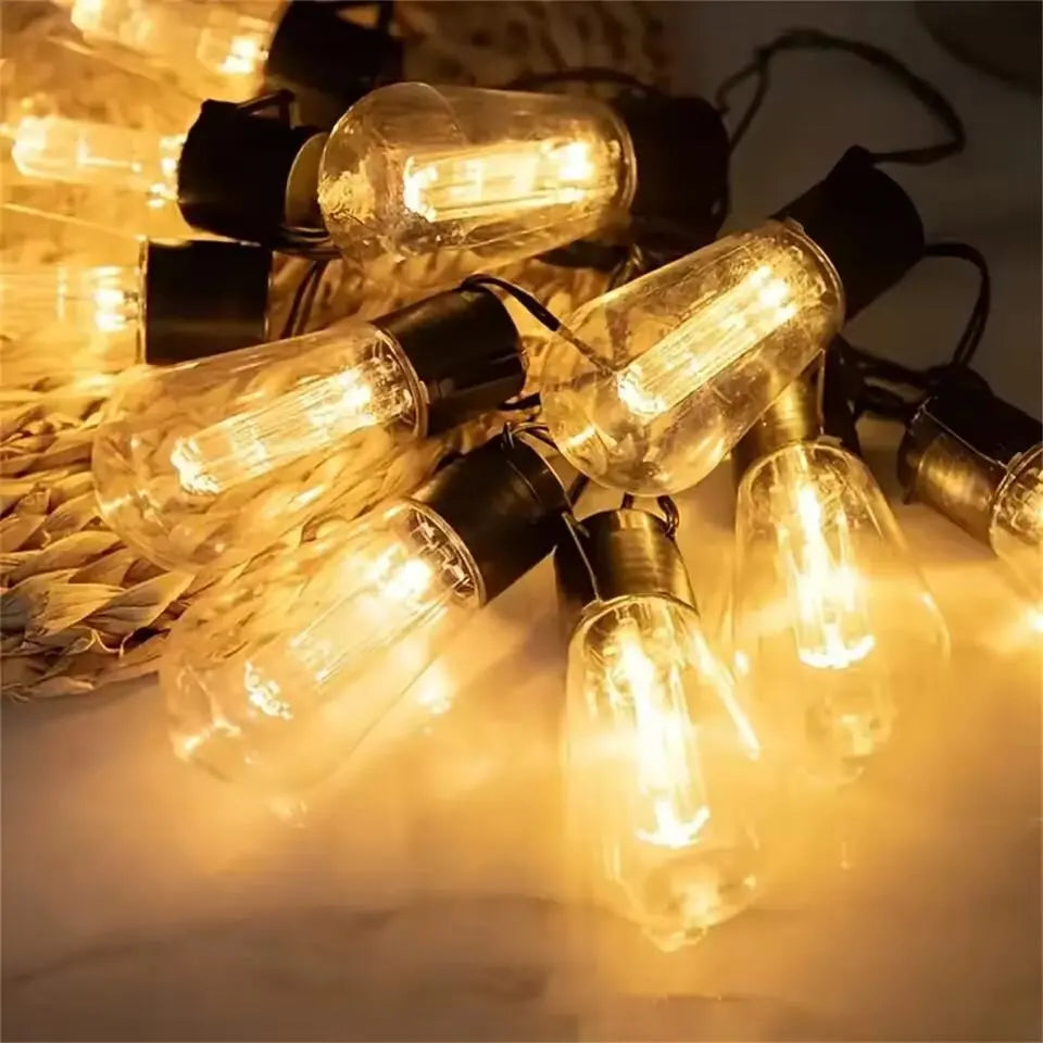 1 ud. de guirnaldas de luces solares, luces impermeables para jardín exterior, jardín, terraza, balcón, camping, fiesta, decoración retro, luces de hadas