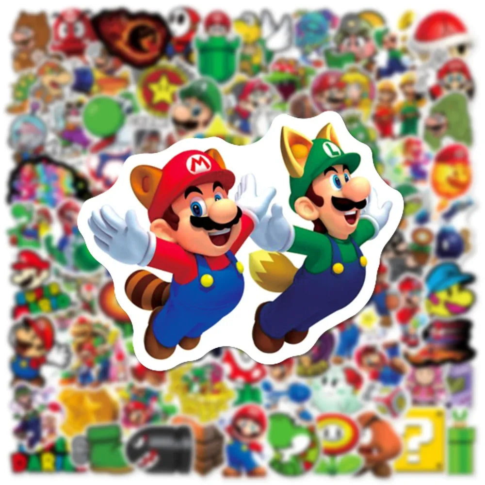 100/200/300 autocollants de jeu de dessin animé Super Mario pour ordinateur portable, carnet, skateboard, réfrigérateur, téléphone, autocollant étanche, jouets pour enfants