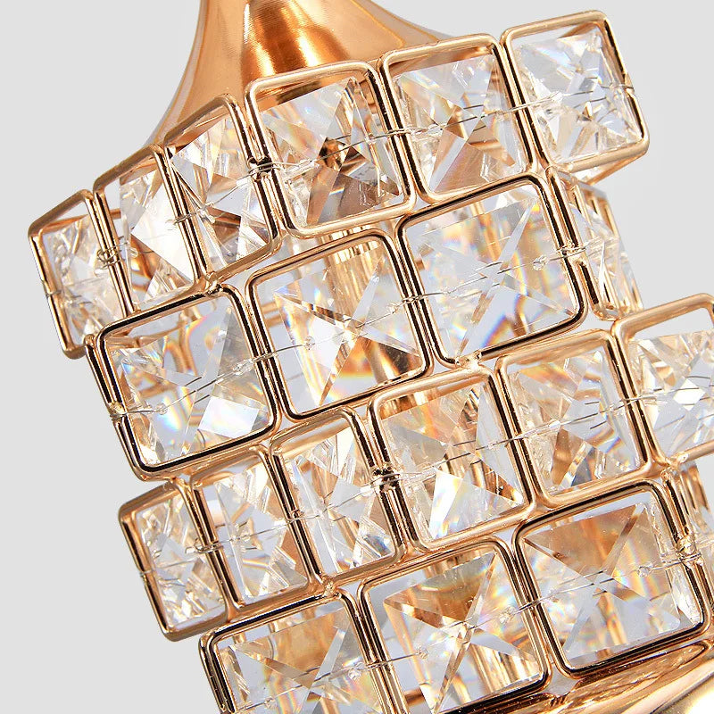 Lampe de table en cristal Lampe de table diamant Lampe de bureau de décoration Style européen Cube de Rubik Classique pour chambre à coucher, chevet, bar Luxe