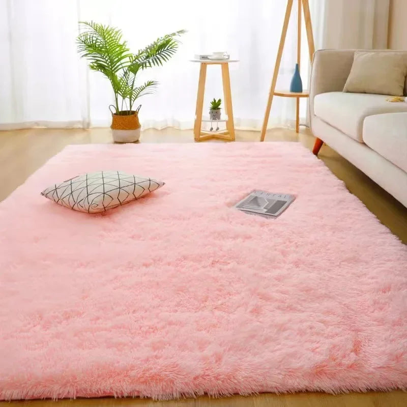 Alfombra minimalista de pelo largo de color liso VIKAMA, mullida y suave, para sala de estar, sofá, mesa de centro, alfombra para cuarto de niños, decoración del hogar