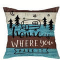 VIKAMA Funda de almohada con temática de camping, funda de cojín decorativa estilo campestre, para sofás, caravanas, campamentos, decoración del hogar del dormitorio