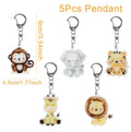 5 Pcs Porte-clés Animaux de la Jungle Safari Lion Girafe Éléphant Porte-clés Thème Animal Décor pour Fête de Naissance