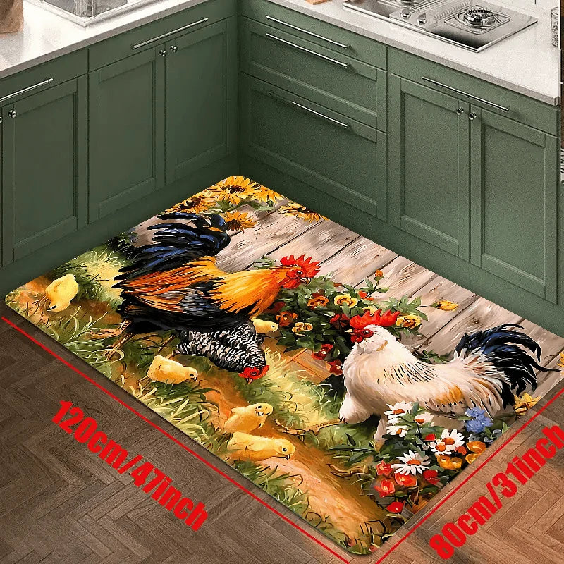 Alfombra de cocina de pollo VIKAMA, suave y cómoda, para lavadero, felpudo de entrada, alfombra de decoración del hogar