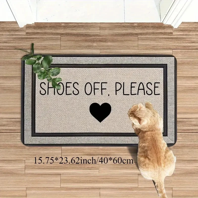 VIKAMA ENLEVEZ VOS CHAUSSURES S.V.P. Tapis Imprimé, Tapis d'Entrée Résistant à la Saleté et Facile à Nettoyer pour Couloirs et Entrées de Chambre Décoration Intérieure
