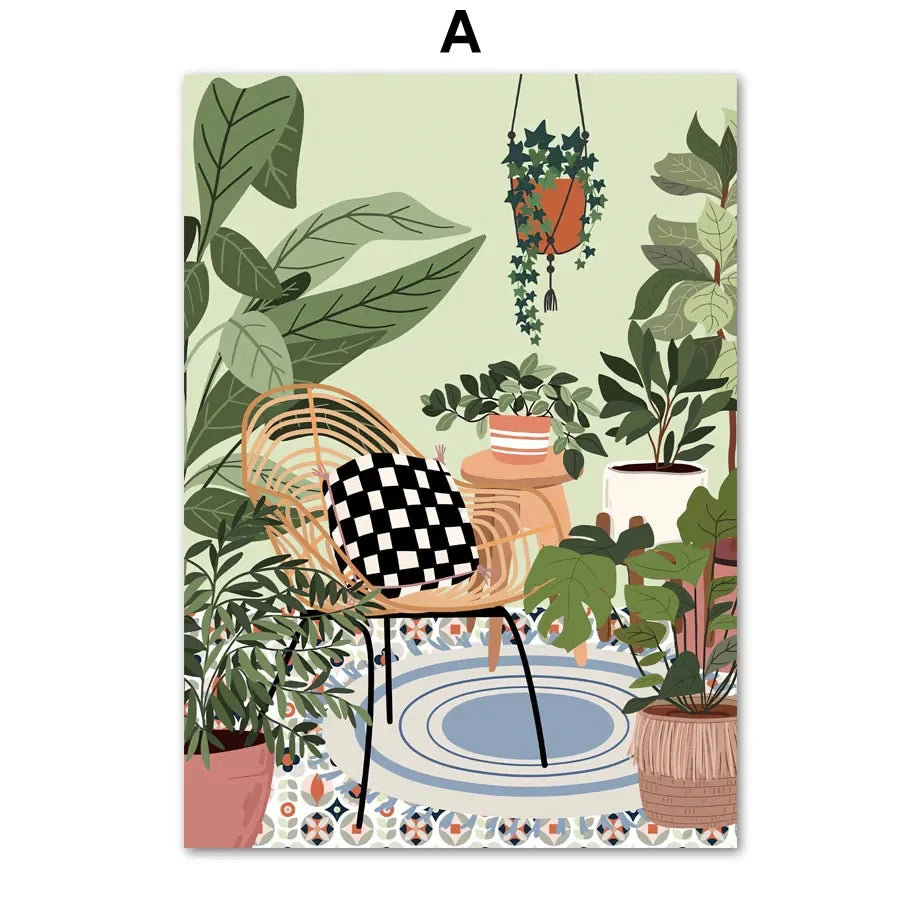 Plantas Tropicales Margarita Jarrón Pizza Taza de Café Comida Carteles Abstractos Láminas Arte de Pared Lienzo Fotos Boho Cocina Sala de Estar Decoración