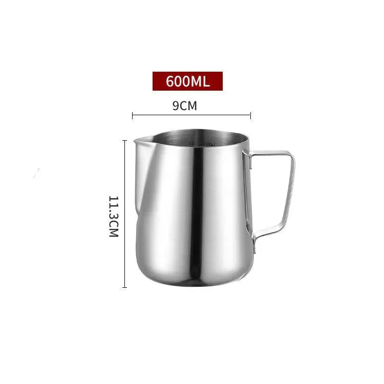 Pichet à lait en acier inoxydable avec échelle, 350/600/1000 ml, pour café et latte art
