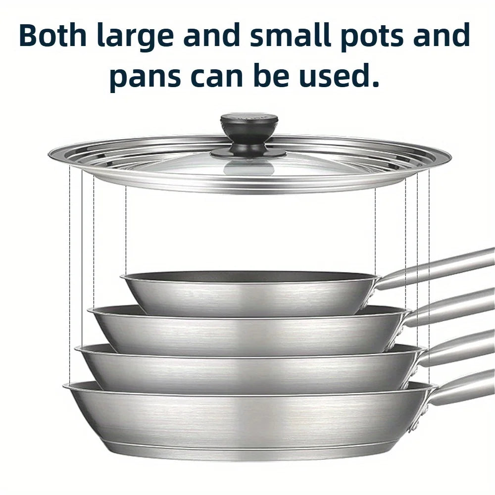 Universal Round Stainless Steel Frame Kitchen Spill-proof Cooking Pot Cover with Glass for Hotels and Restaurants