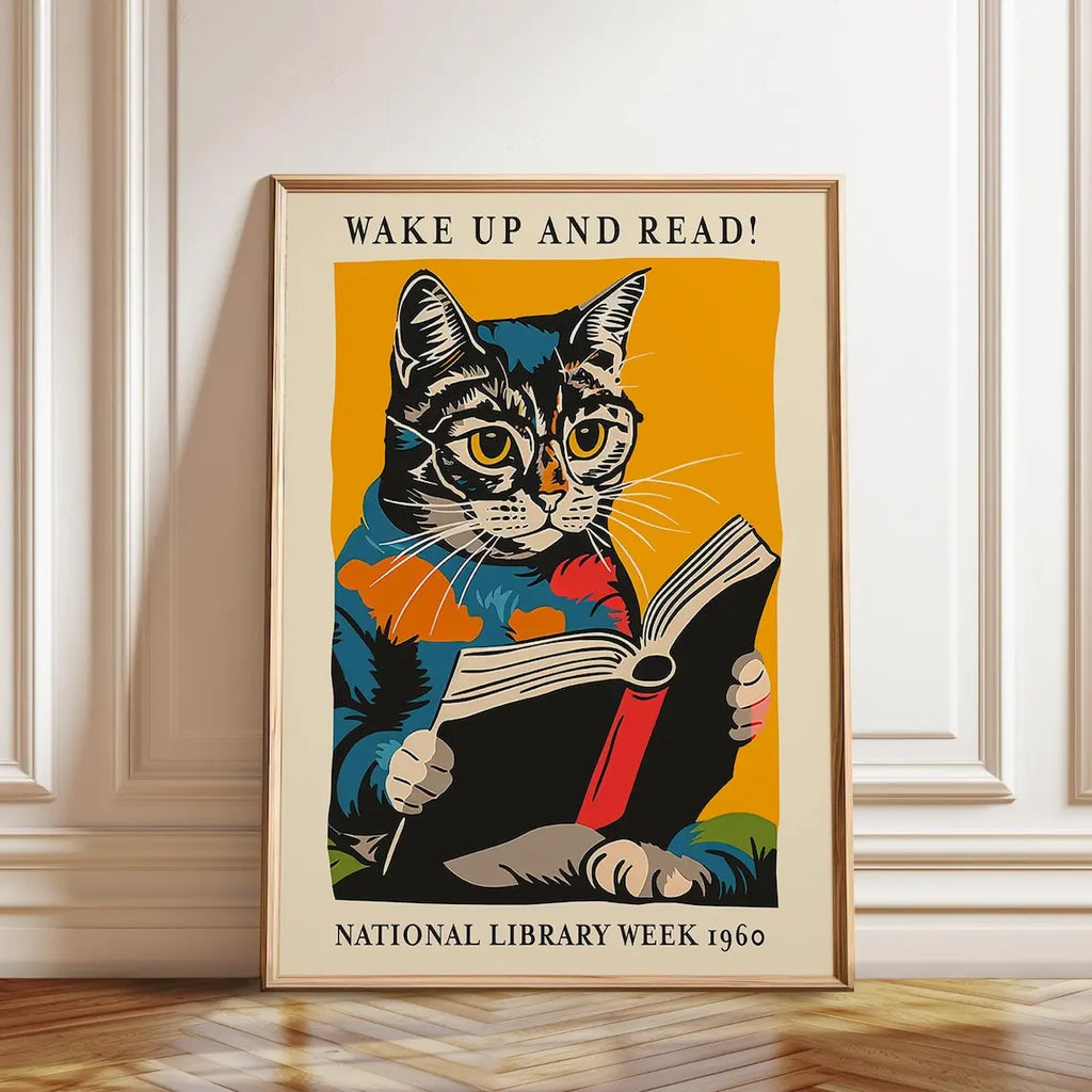 Réveillez-vous et lisez la Semaine Nationale de la Bibliothèque 1960 Impressions d'art mural sur toile Peinture Affiche Photo pour salon Décoration intérieure