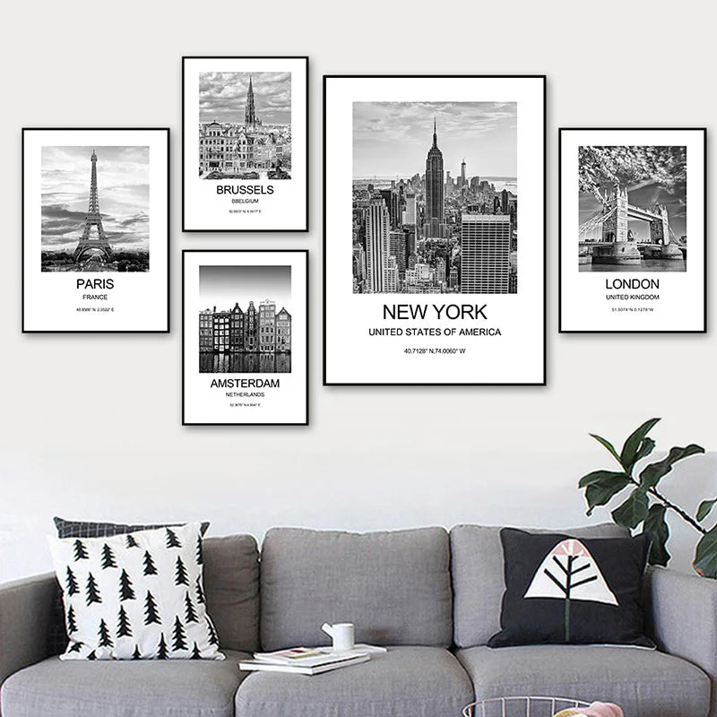 City Poster New York London Paris Wall Art for Livingroom Decoration Picture on The Wall Sheets for Paintings Canvas Home Decor