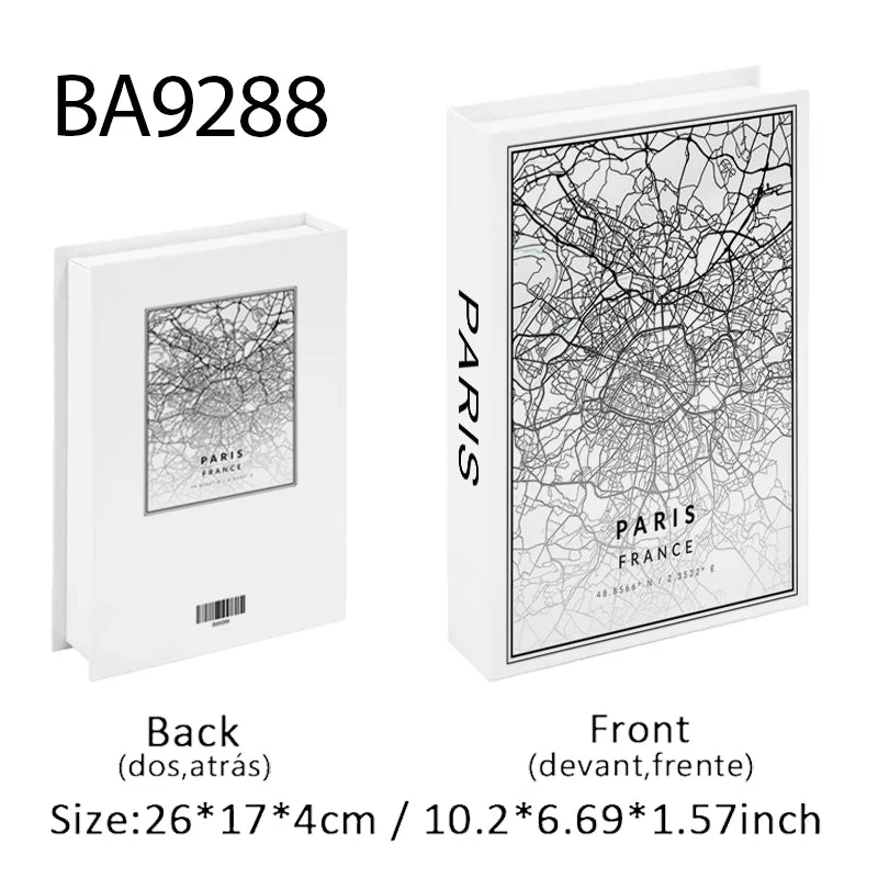 Paris New York Luxury Decorative Books Home Decor Fake Book Storage Box Shelf Ornament Coffee Table Bedroom Interior Decoration