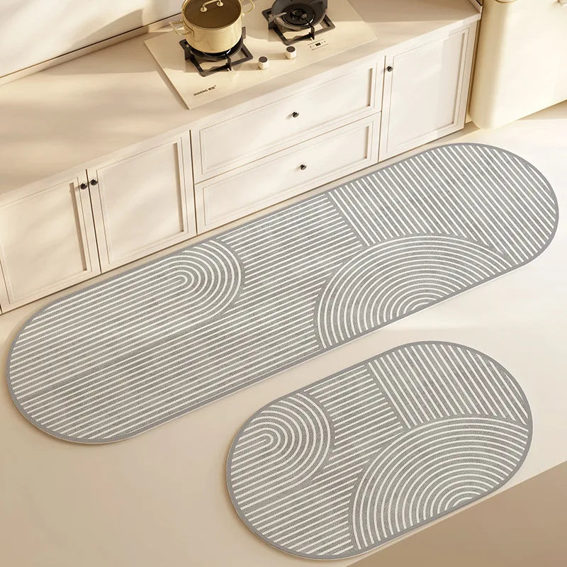 VIKAMA1/2PCS Tapete japonés de barro de diatomeas de viento simple, absorbente, de secado rápido, tapete de cocina largo, alfombrilla antideslizante para pies de inodoro y baño