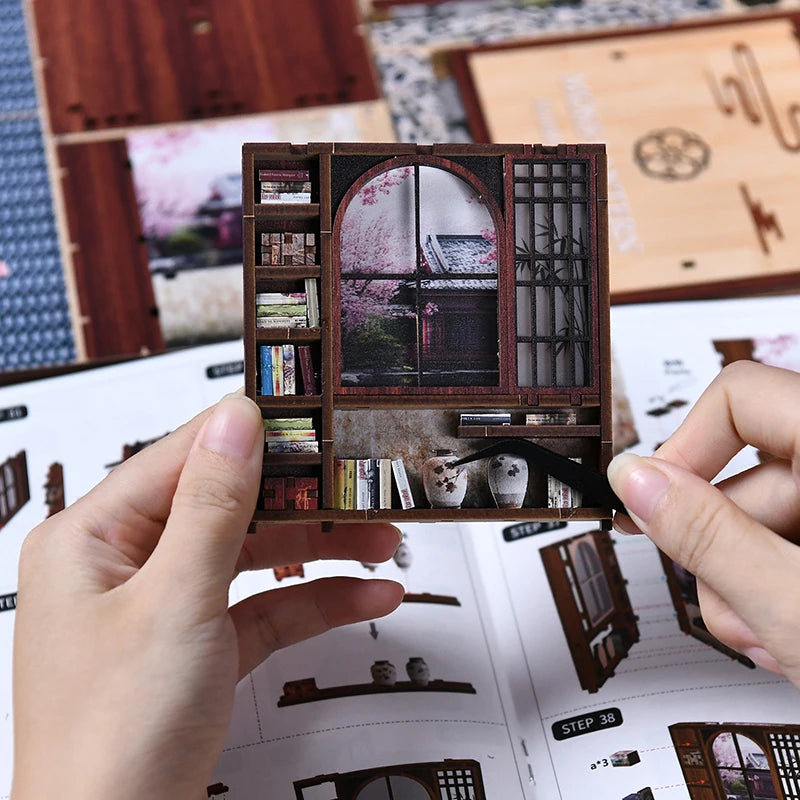 Nouvelle lampe à mousse et serre-livre en bois DIY 3D - Puzzle de maison miniature à assembler à la main, décoration d'intérieur, Noël, Black Friday