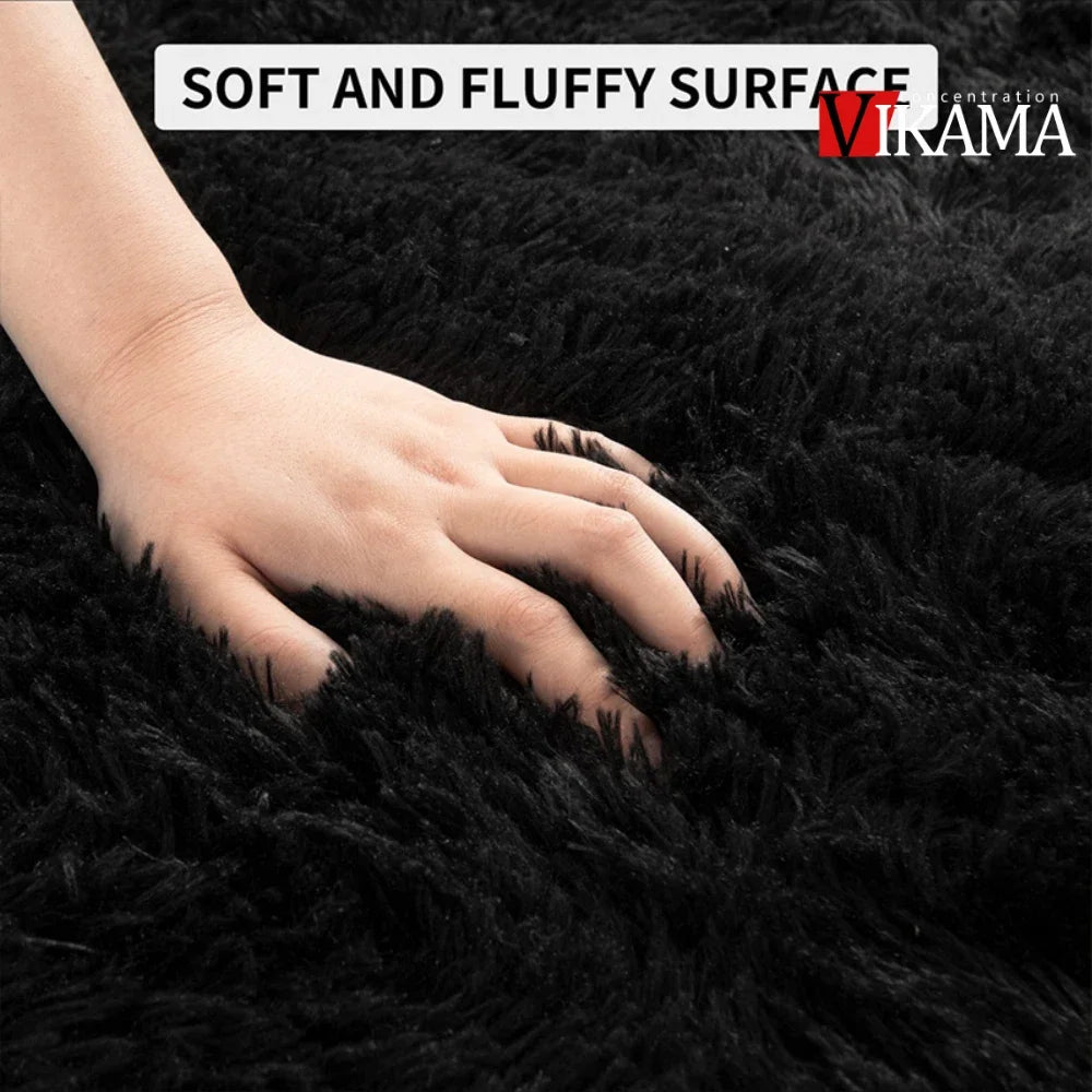 Alfombra minimalista de pelo largo de color liso VIKAMA, mullida y suave, para sala de estar, sofá, mesa de centro, alfombra para cuarto de niños, decoración del hogar