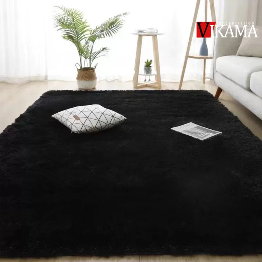 Alfombra minimalista de pelo largo de color liso VIKAMA, mullida y suave, para sala de estar, sofá, mesa de centro, alfombra para cuarto de niños, decoración del hogar