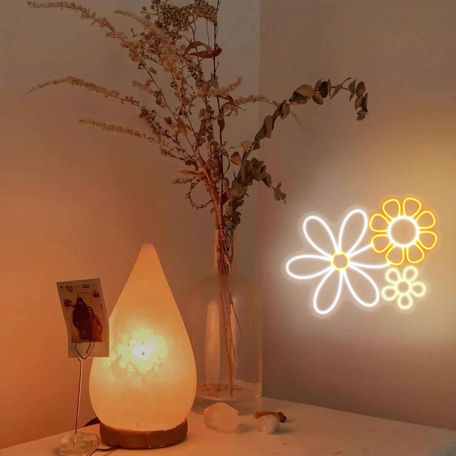 Letrero de neón de flores LED para decoración de pared para dormitorio, club, fiesta, Día de San Valentín, regalos de cumpleaños para niña, funciona con USB