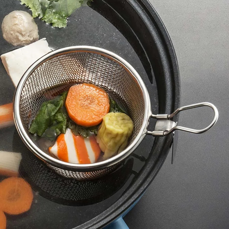 Plat à chafing dish en acier inoxydable, cuillère qui fuit, passoire de cuisine, entonnoir, crochet, viande bouillie instantanée, lo mein sauté, nouilles bouillies