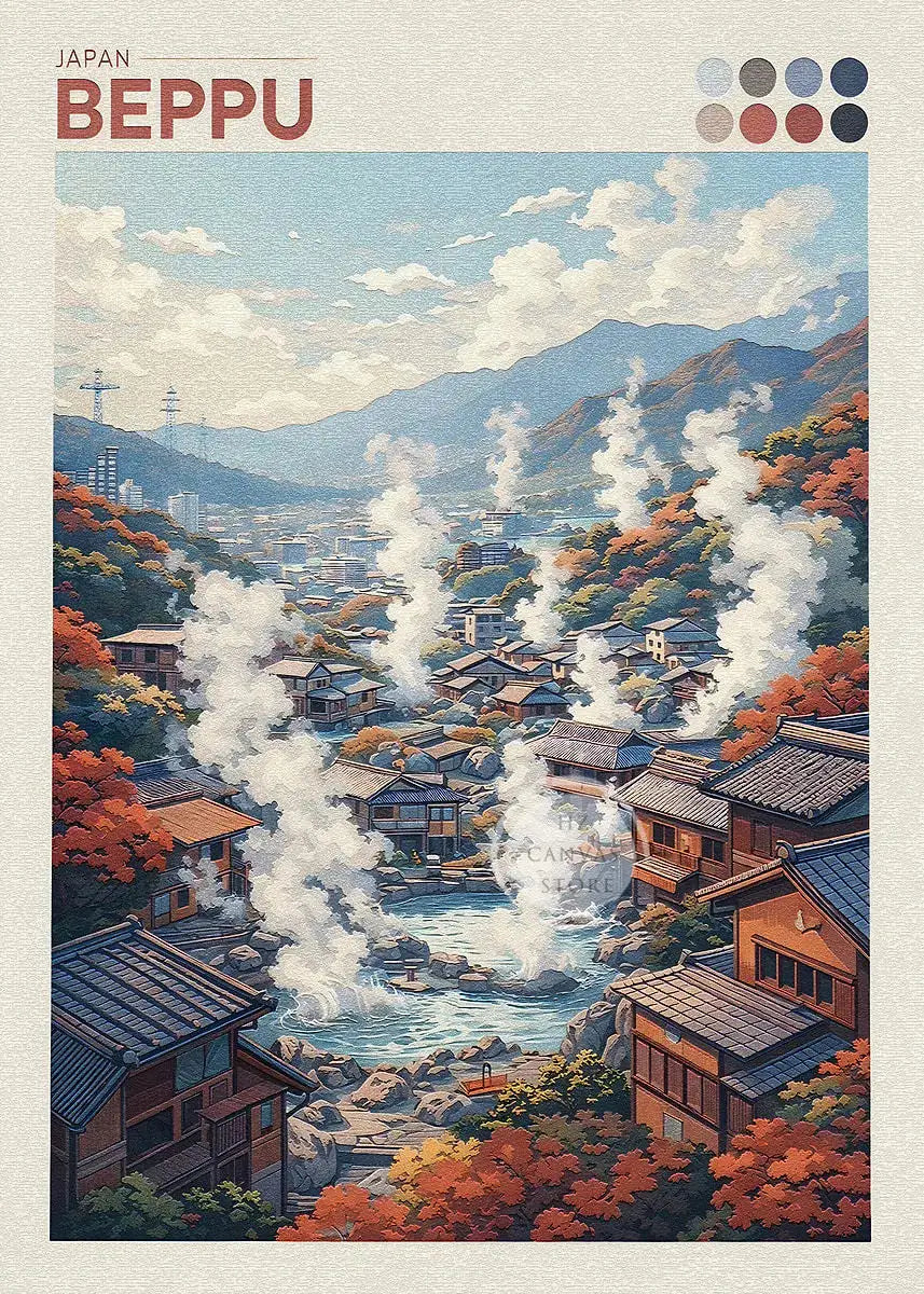 Japan Cityscape Poster Tokyo Shizuoka Cherry Blossoms Mt.Fuji Autumn Torii Gate Okayama Castle Canvas Print Living Room Decor