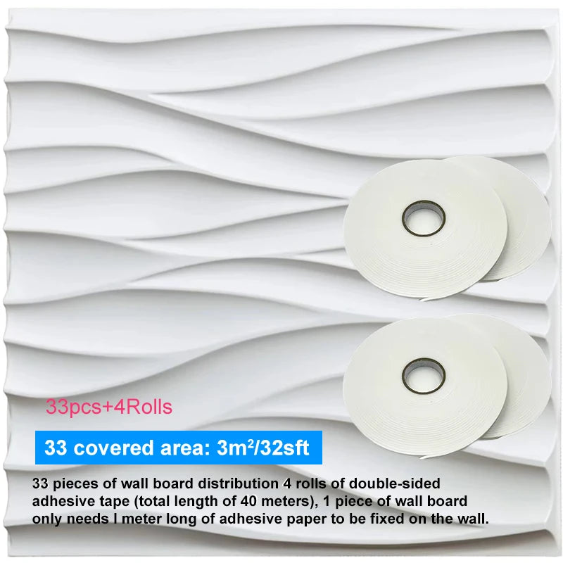 30x30cm Three-dimensional Wave Wall Panels Interior Wall Decor Paintable Wallpaper 3D Wall Decor Covering Panels For Living Room