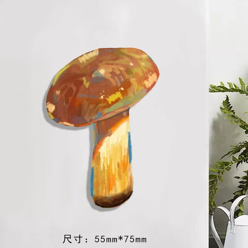 Pegatina magnética de nevera con forma de seta de planta simulada, regalo creativo, pegatina plana de nevera con forma de hoja simulada, decoración del hogar