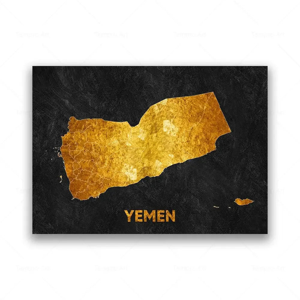 Classic Abstract Wall Art Black Gold Lebanon Country Map HD Canvas Print Poster Home Living Room Bedroom Decoration