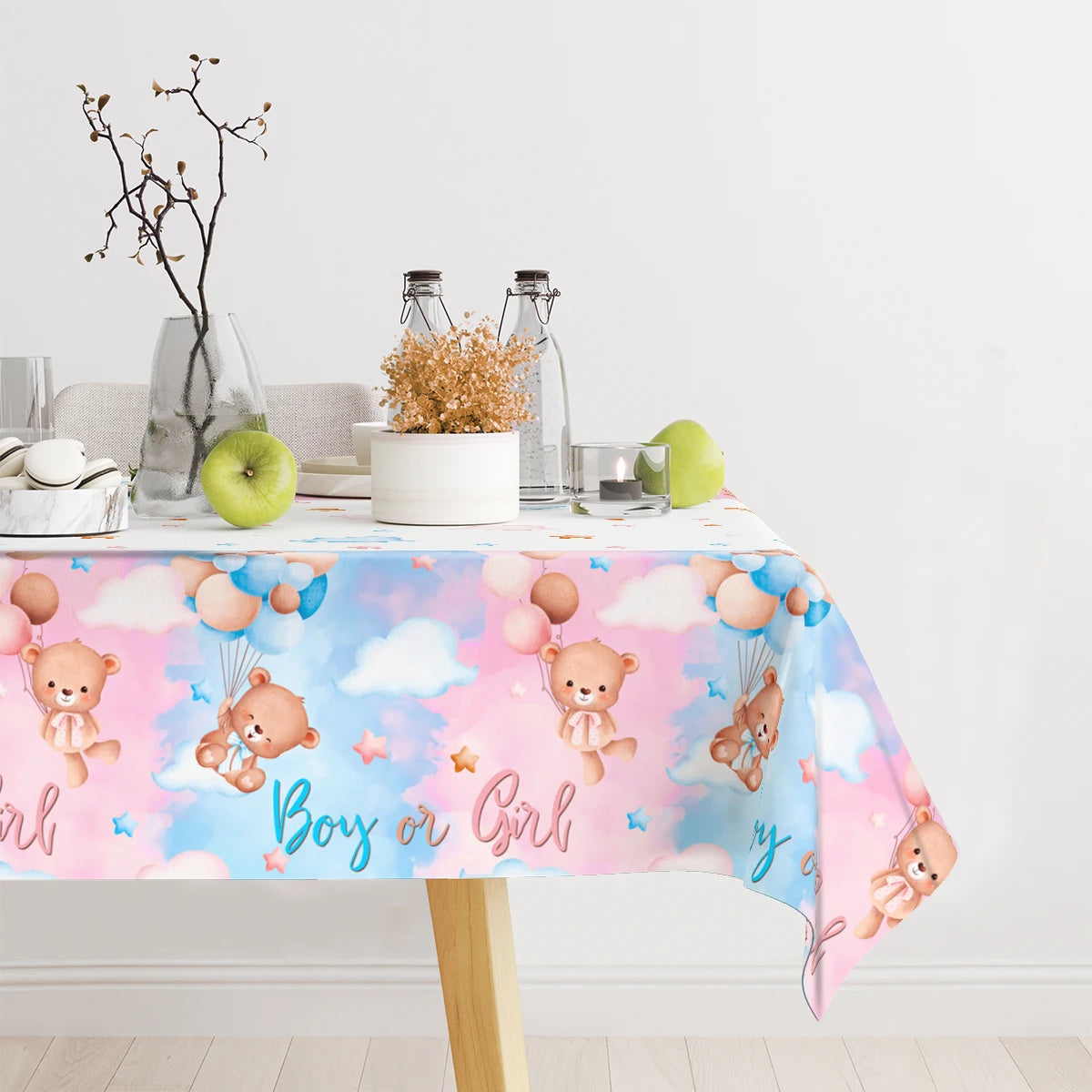 Mantel Desechable para Fiesta de Revelación de Género Niño o Niña Decoración Baby Shower Cubierta de Mesa para Recién Nacidos Artículos para Fiesta de Revelación de Género