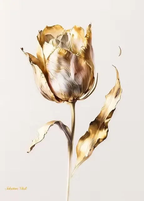 Classic, Vintage, Wall Art, Gold Black Roses Sunflowers, HD Canvas Printed Poster, Home Living Room Bedroom Decoration