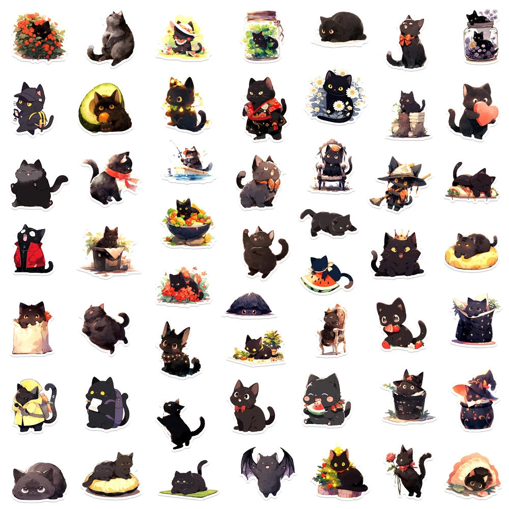 10/30/50 Pièces Autocollants Mignons de Dessin Animé Chat Graffiti Décalque Scrapbook Journal Téléphone Moto Ordinateur Portable Kawaii Imperméable Autocollant Jouet pour Enfants