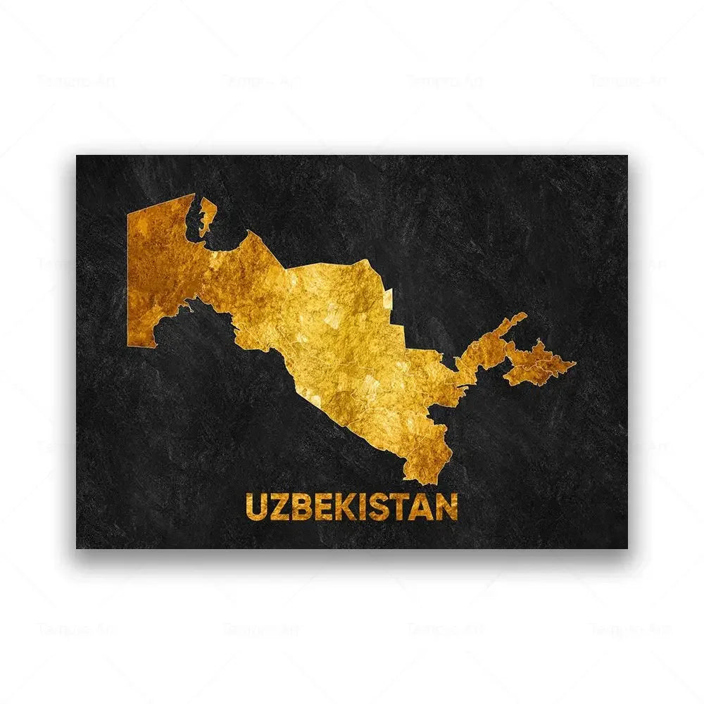 Classic Abstract Wall Art Black Gold Lebanon Country Map HD Canvas Print Poster Home Living Room Bedroom Decoration