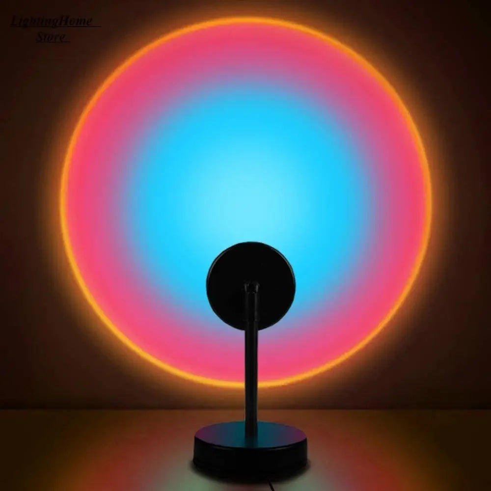 Proyector de luz nocturna LED USB, lámpara de escritorio de proyección de sol rojo arcoíris para decoración de pared de dormitorio, bar, cafetería