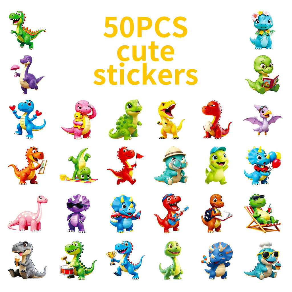 56/112PCS Pegatinas de Graffiti de Dinosaurios de Dibujos Animados en 3D Lindas Pegatinas de Recompensa para Cuadernos de Papelería de Decoración de Dinosaurios