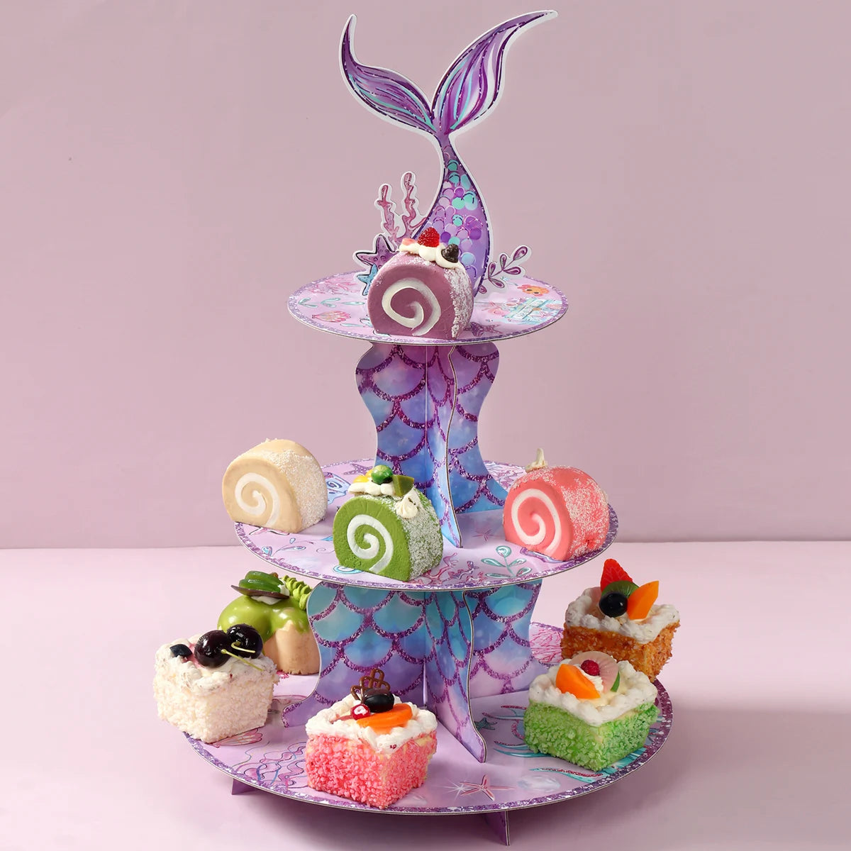 Soporte para Magdalenas con Cola de Sirena, Bajo el Mar, Suministros para Fiesta de Cumpleaños de la Sirenita, Decoración para Fiestas de Boda y Cumpleaños, Baby Shower para Niños