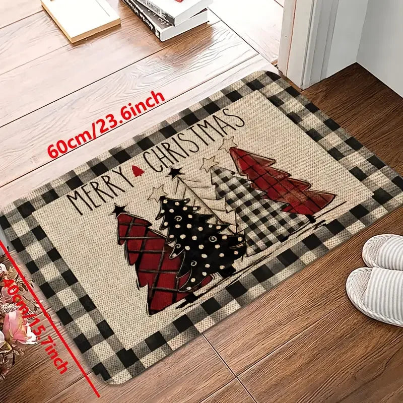Tapis à thème sapin de Noël VIKAMA, tapis doux antidérapant pour la maison, paillasson d'entrée, ensemble de deux tapis de cuisine, tapis de pied de salle de bain