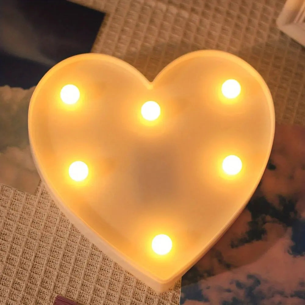 1 Luz de noche LED en forma de corazón "Love" blanca cálida, luz decorativa a pilas para boda, propuesta, cumpleaños, fiesta, accesorio fotográfico