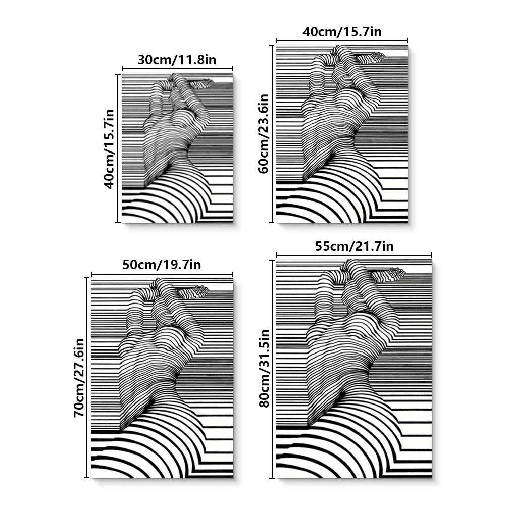 Arte de pared abstracto moderno, imagen de mujer desnuda en blanco y negro, póster impreso en lienzo HD, decoración para sala de estar, hogar, pasillo