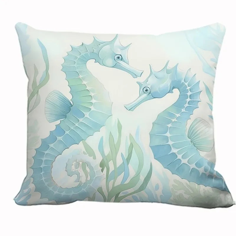 VIKAMA Funda de almohada decorativa con diseño fresco estilo Océano de Verano, adecuada para sofás, cabeceras de cama, fundas de almohada para decoración del hogar, lavable.