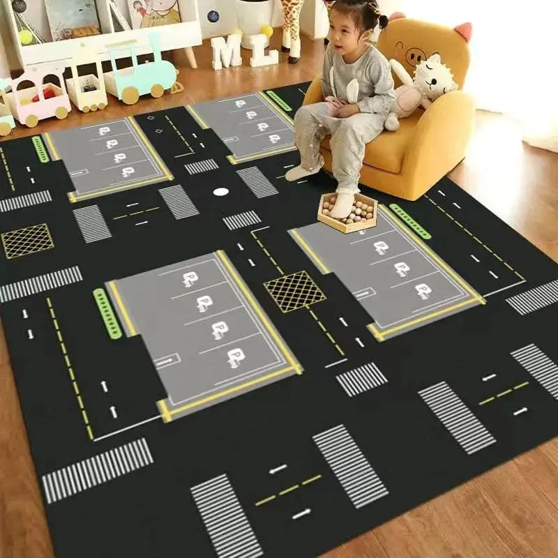 VIAKAMA Alfombra de dibujos animados, guardería, educación infantil, habitación de niños, parque de tráfico, pista, esteras de juego para bebés